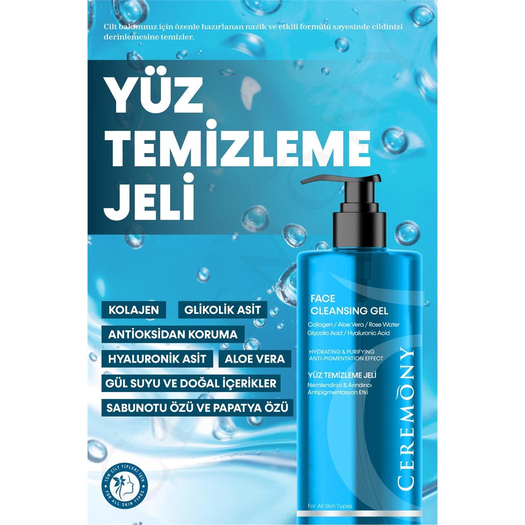 400 ml Temizleme Jeli Nemlendirici Arındırıcı Cilt Tonu Eşitleyici Hyalüronik