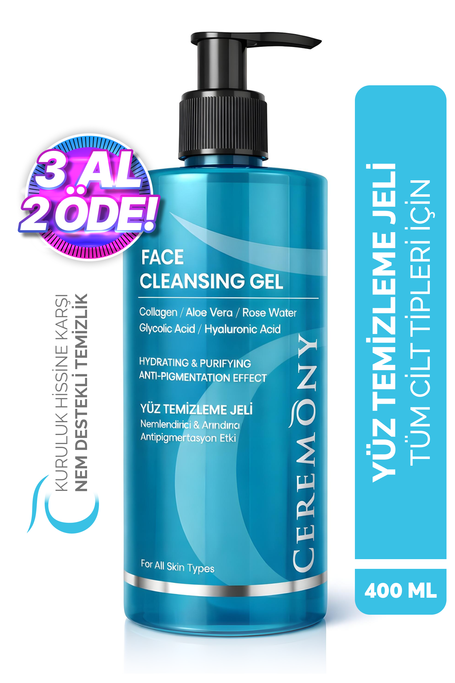 Hyaluronik Asit Temizleme Jeli 400 ml | Nemlendirici Bariyer Dostu Cleanser