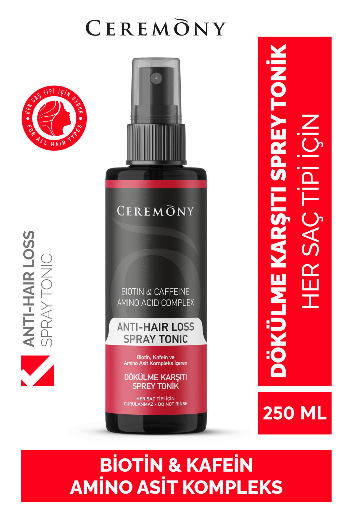 Biotin & Kafein & Amino Kompleks İçeren Dökülme Karşıtı Saç Sprey Tonik 250 Ml