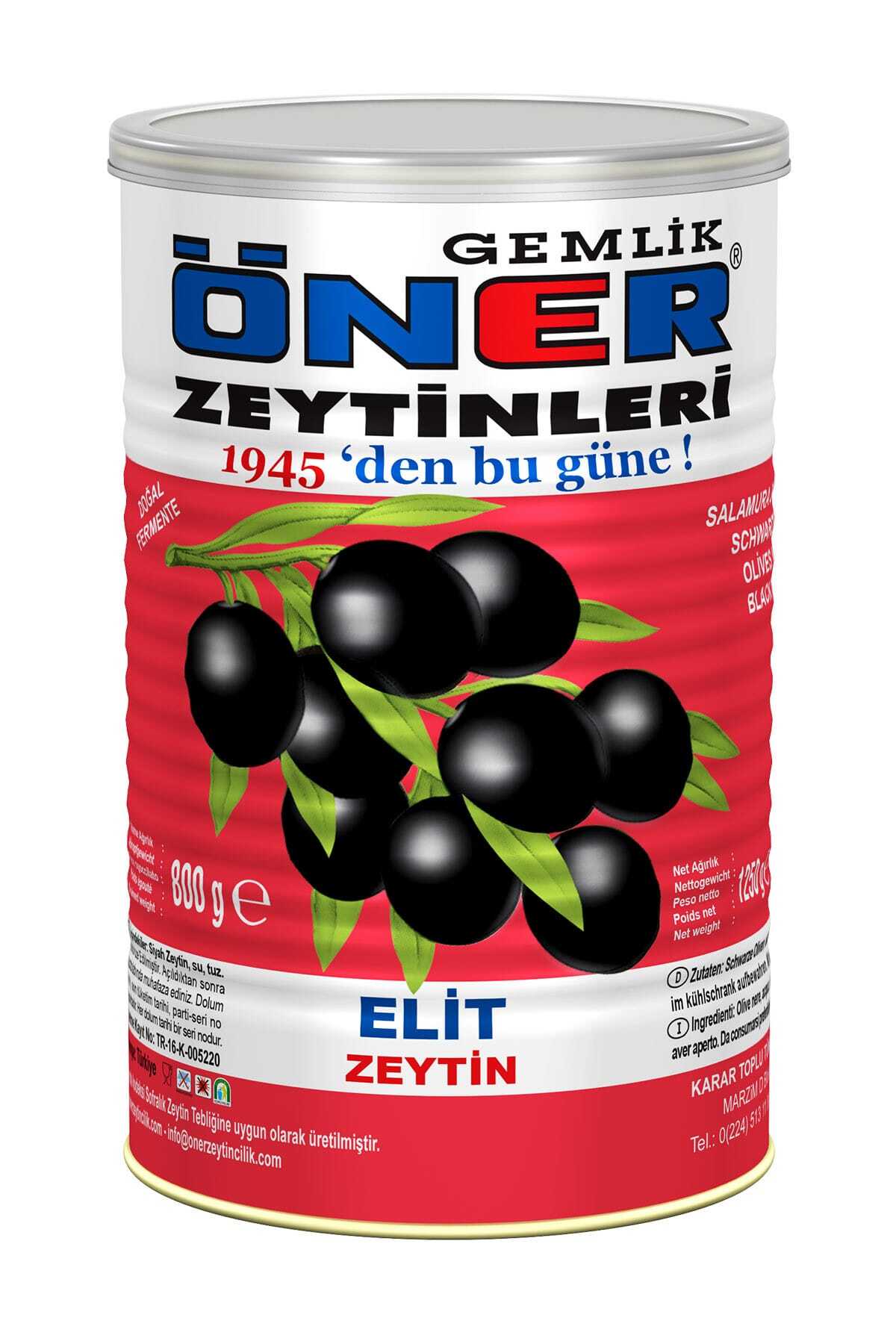 Öner Siyah Zeytin Elit 800gr