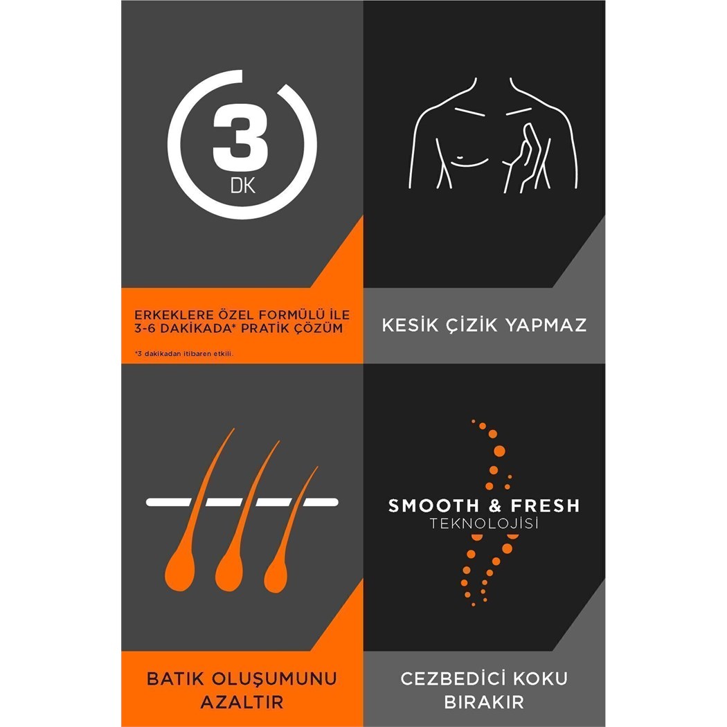 Men Erkeklere Özel Duşta Tüy Dökücü Krem 150 ml, Kesik Çizik Yapmaz, Batık Oluşumunu Azaltır