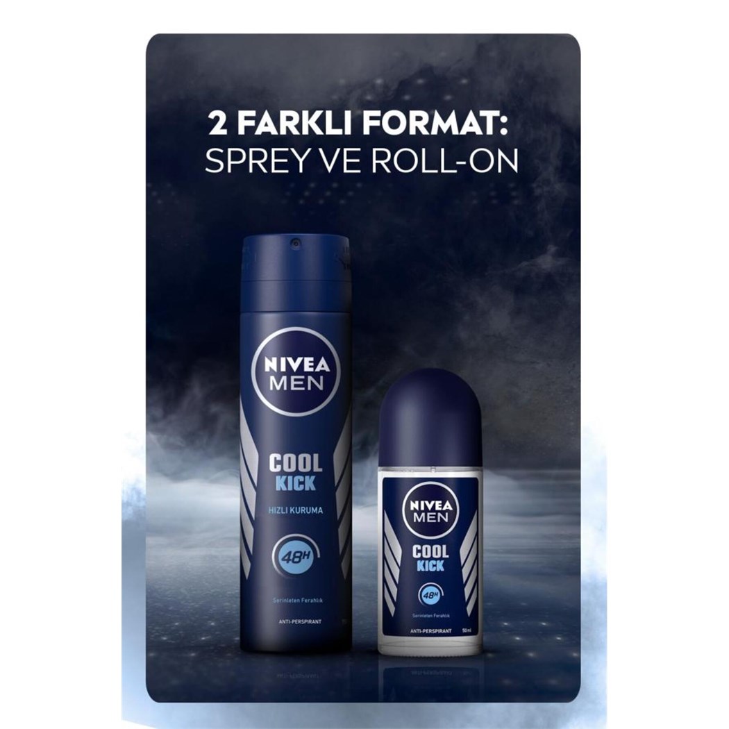 Men Erkek Roll-on Deodorant Cool Kick 50ml, 48 Saat Anti-perspirant Koruma, Serinleten Ferahlık