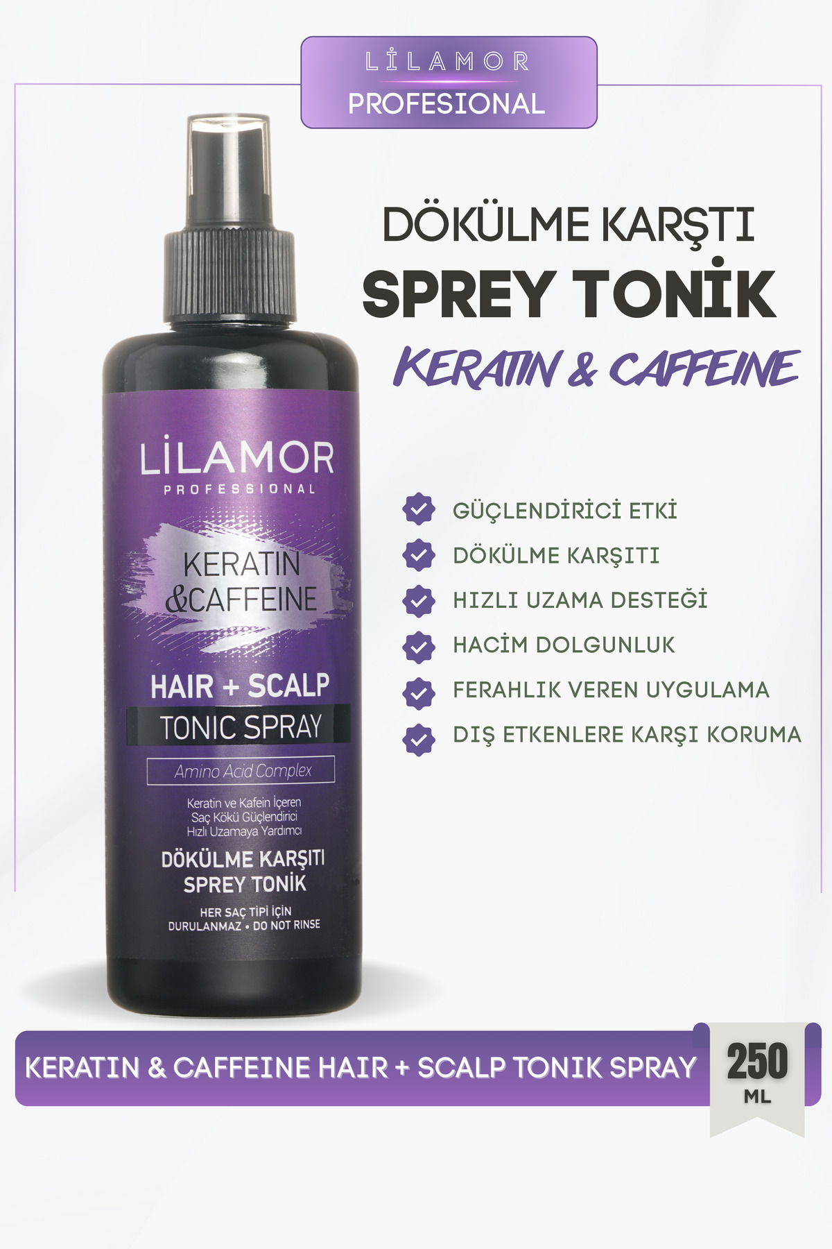Saç Dökülmesine Karşı Tonik Sprey Keratin&caffeine 250 ml