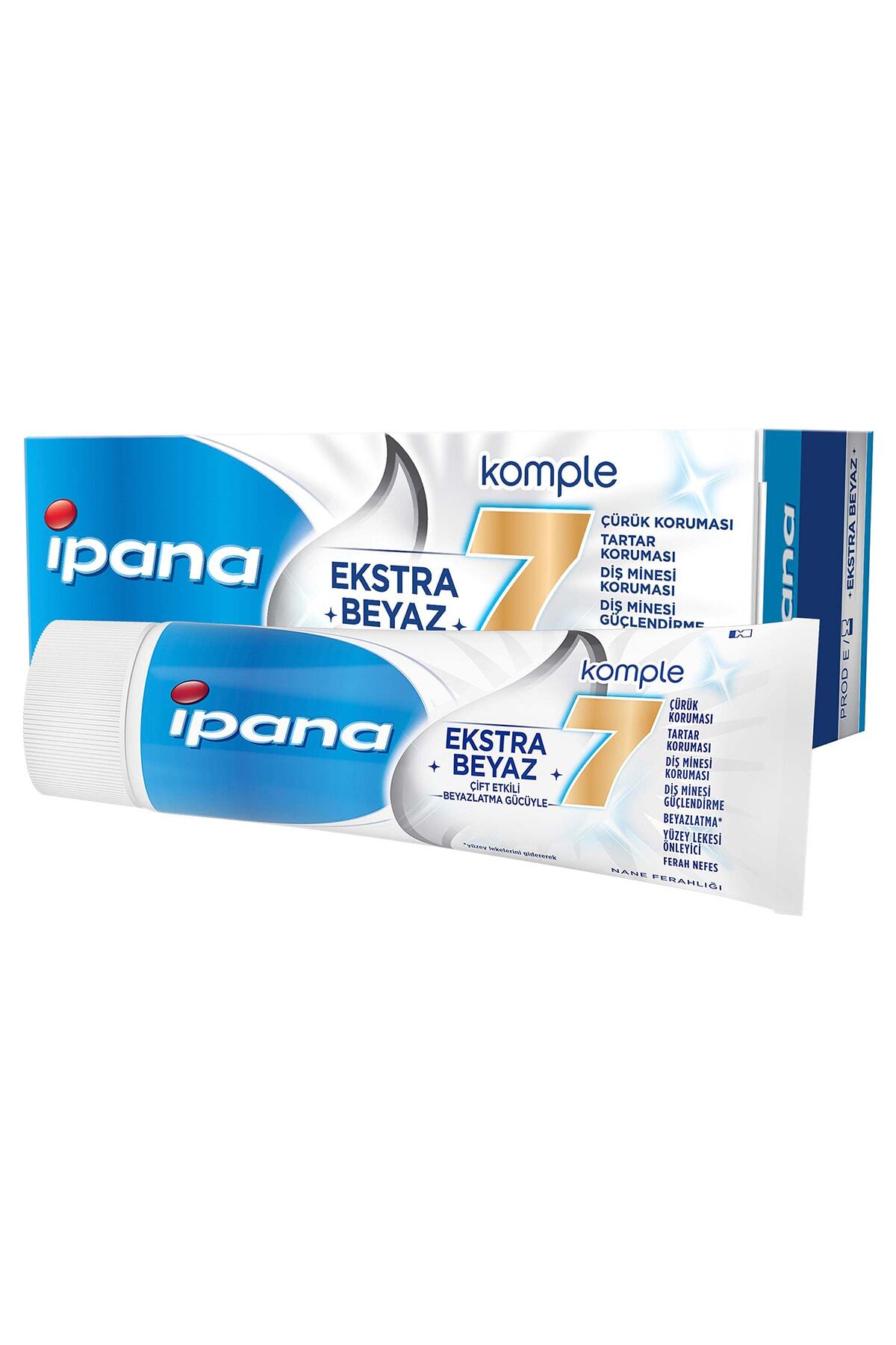 İpana Komple 7 Diş Macunu Ekstra Beyaz 65 ml Çift Etkili Beyazlatma Gücü