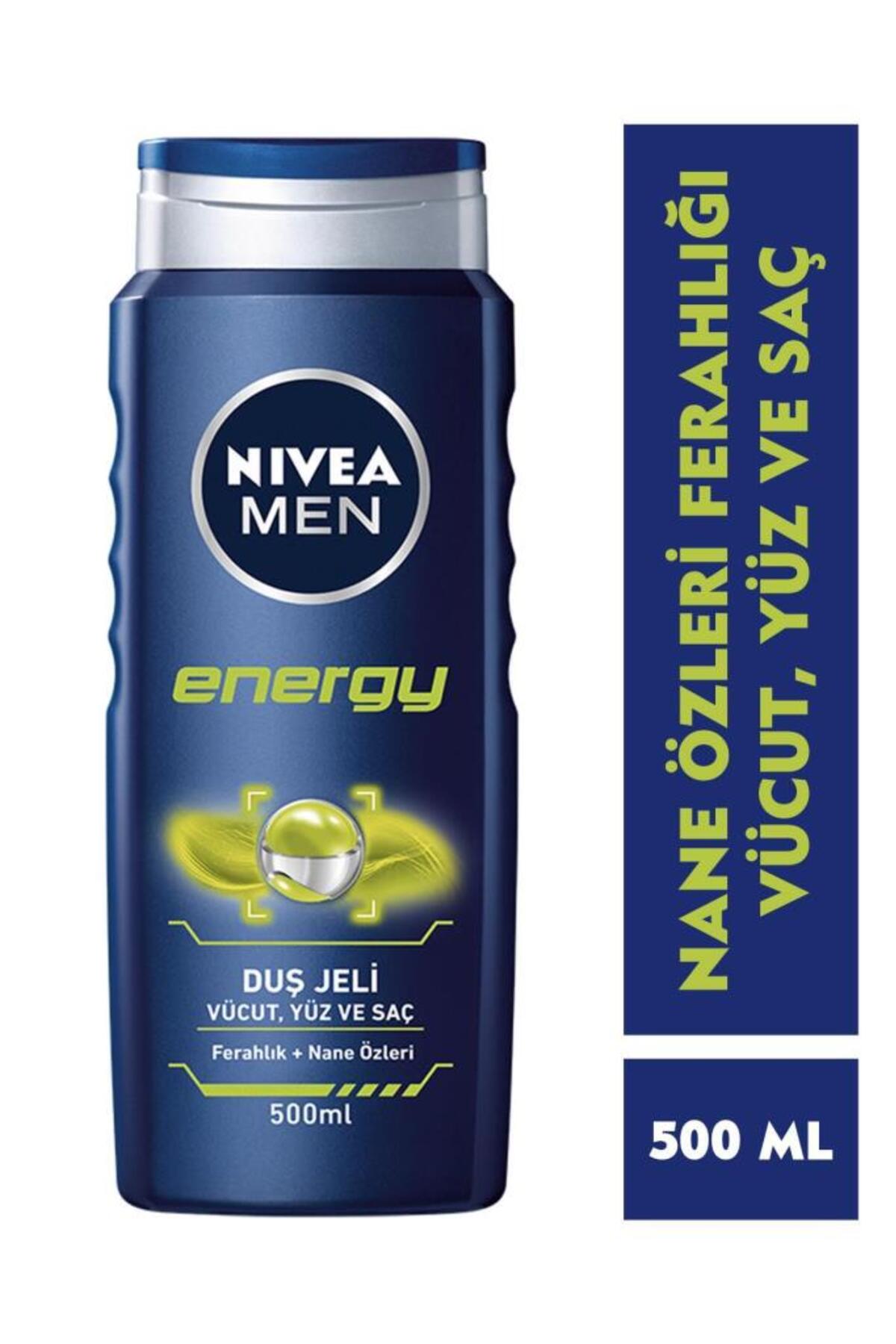 MEN Erkek Duş Jeli Energy 500ml, Komple Bakım, Vücut Saç Yüz, Nane Özleri, Ferah Cilt Hissi