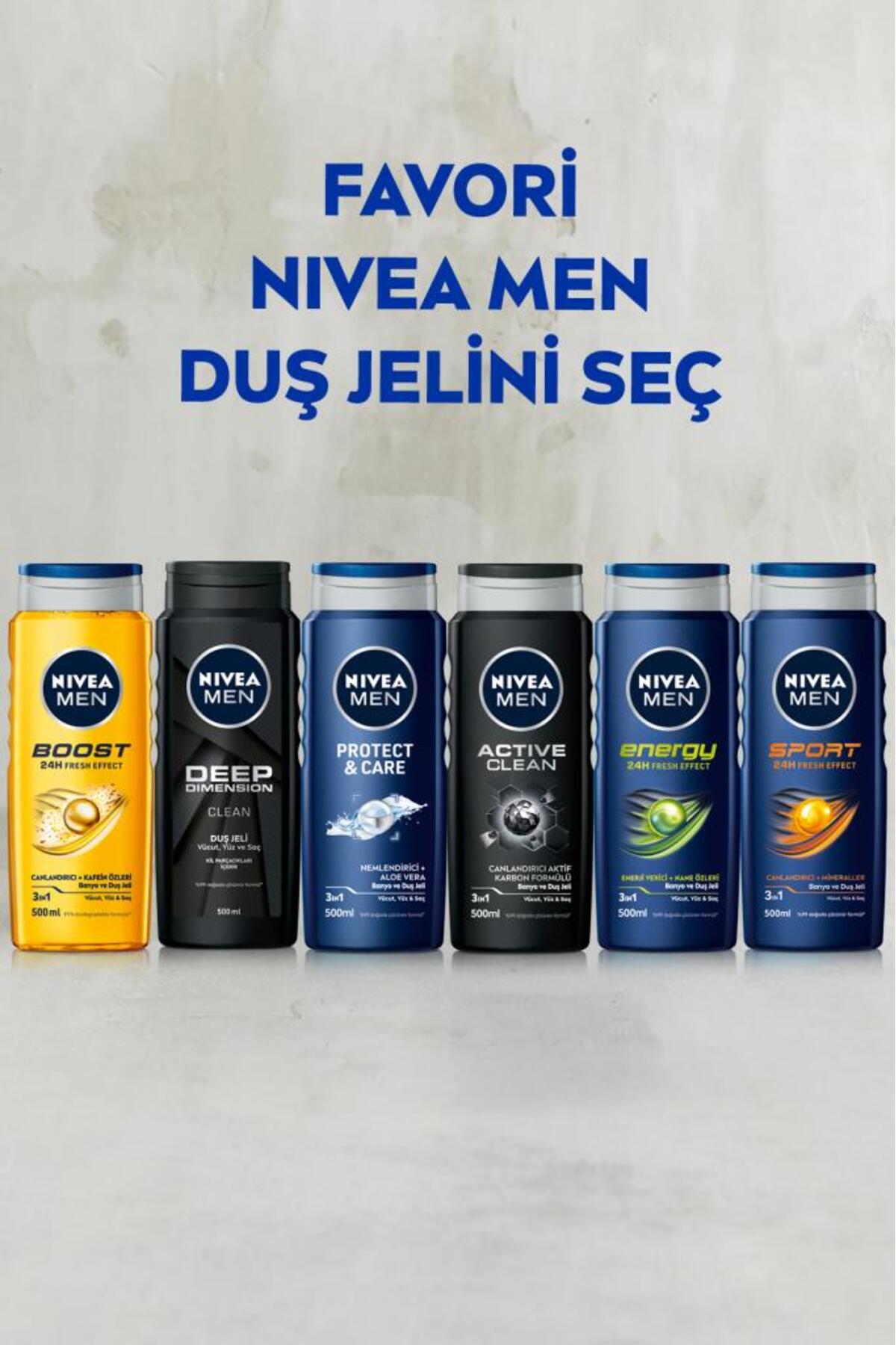 MEN Erkek Duş Jeli Energy 500ml, Komple Bakım, Vücut Saç Yüz, Nane Özleri, Ferah Cilt Hissi