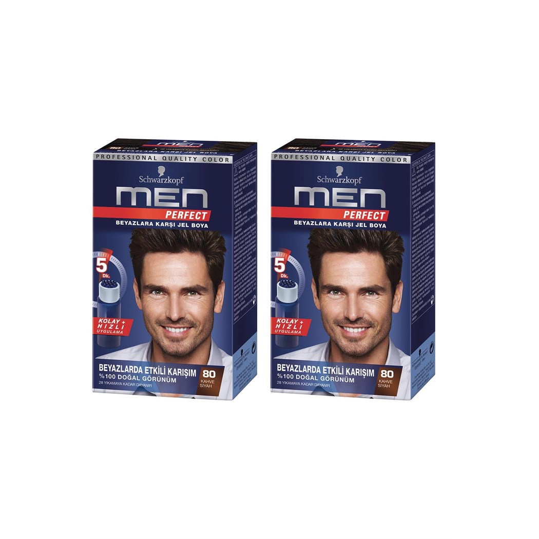 Schwarzkopf Perfect Men 80 Siyah Kahve Saç Boyası x 2 adet