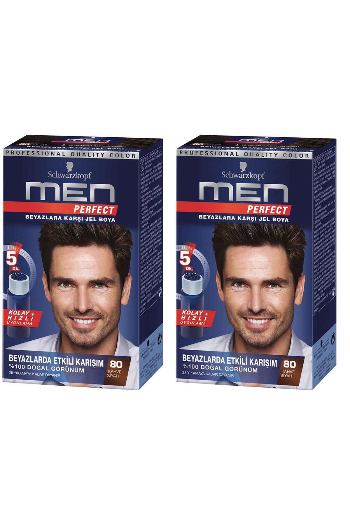 Schwarzkopf Perfect Men 80 Siyah Kahve Saç Boyası x 2 adet