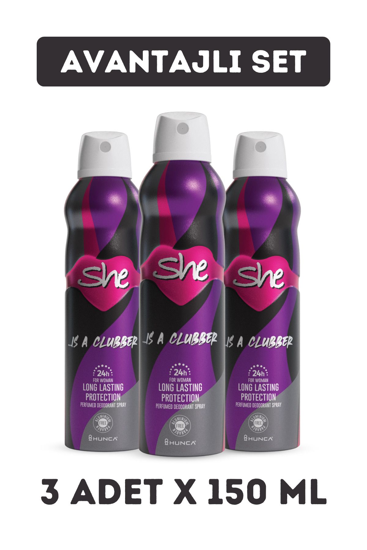 Clubber Kadın Deodorant ( 3 Adet X 150 ml )