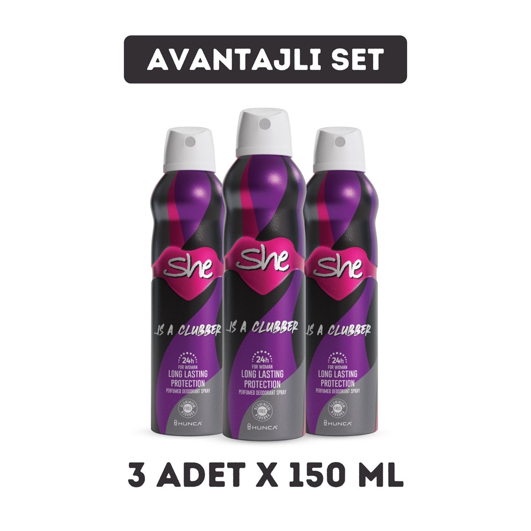 Clubber Kadın Deodorant ( 3 Adet X 150 ml )