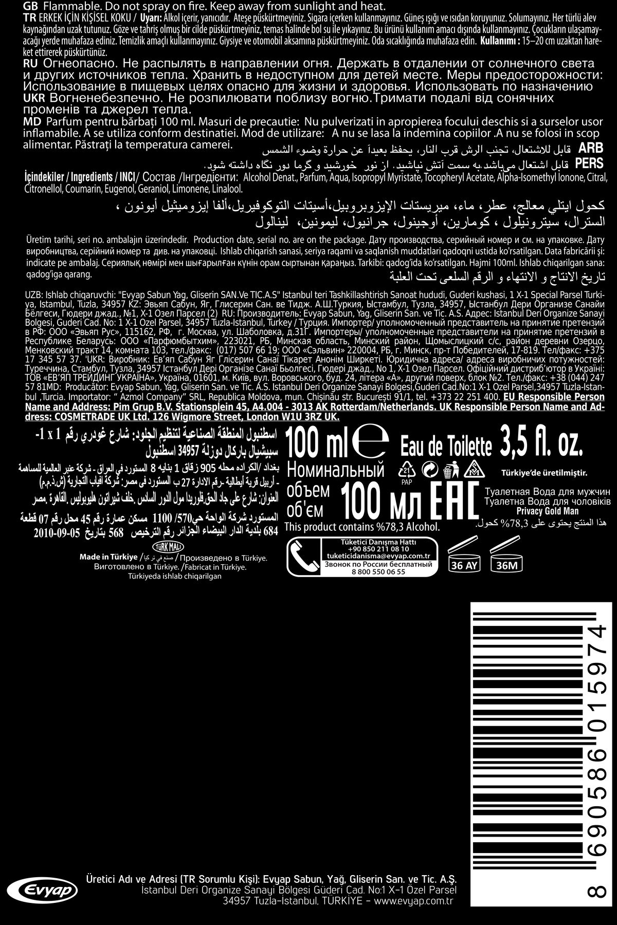 Gold Men Edt Erkek Parfüm 100ml