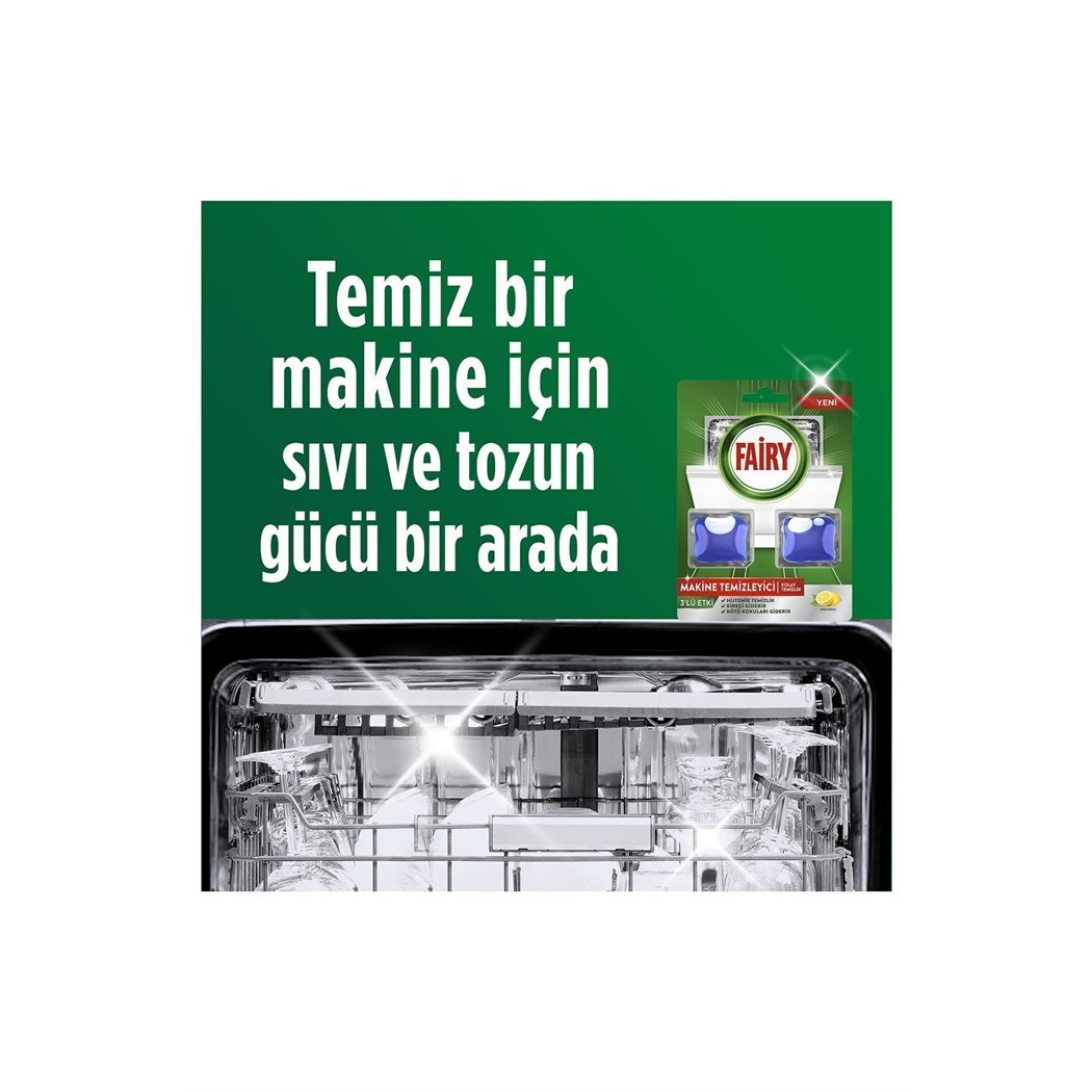 Bulaşık Makinesi Temizleyici, Kolay Temizlik, Limon Kokulu, 2 Kapsül