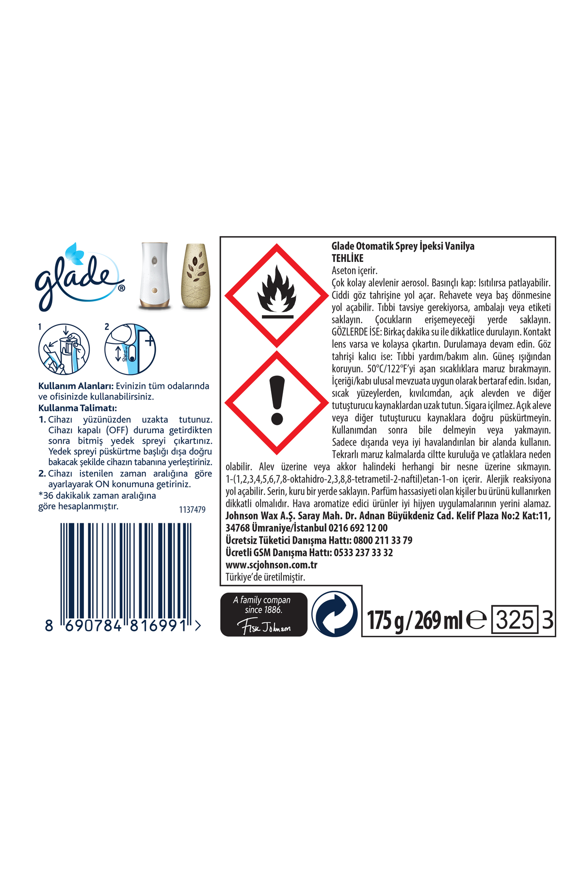 Otomatik Sprey Yedek İpeksi Vanilya 269ml 1 Yedek