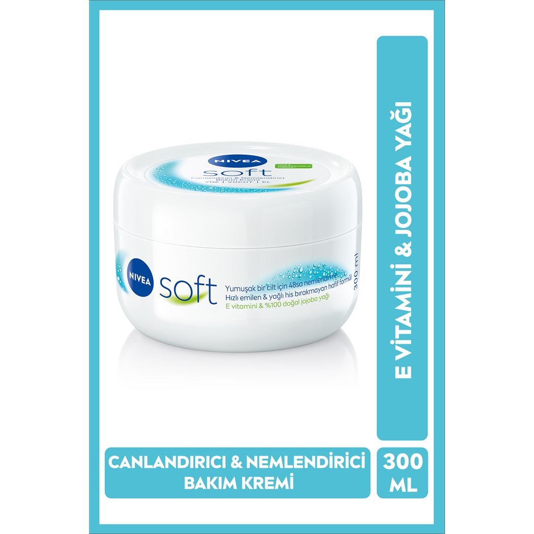Soft Nemlendirici El ve Vücut Bakım Kremi 300ml, Jojoba Yağı, E Vitamini, Yumuşak Cilt Hissi, Hassas