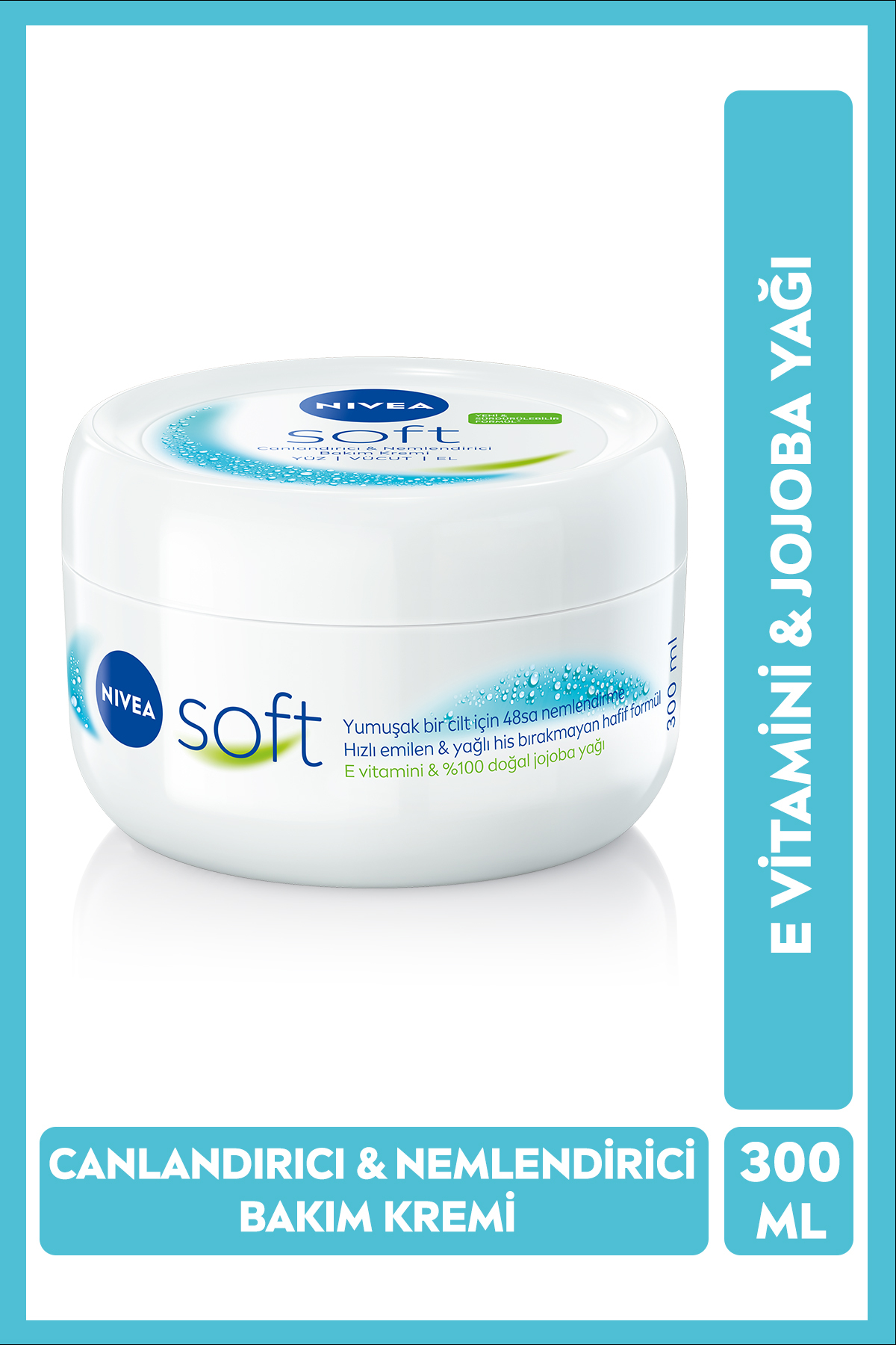 Soft Nemlendirici El ve Vücut Bakım Kremi 300ml, Jojoba Yağı, E Vitamini, Yumuşak Cilt Hissi, Hassas