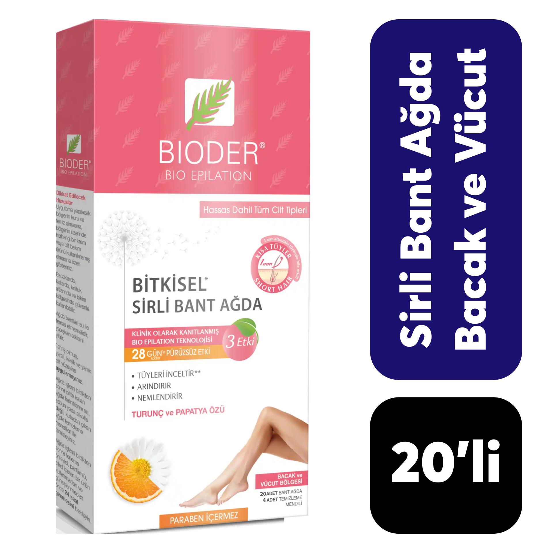 Bioder Epiten Tüy Azaltıcı Sirli Bant Ağda Yüz Tüm Cilt 20'li