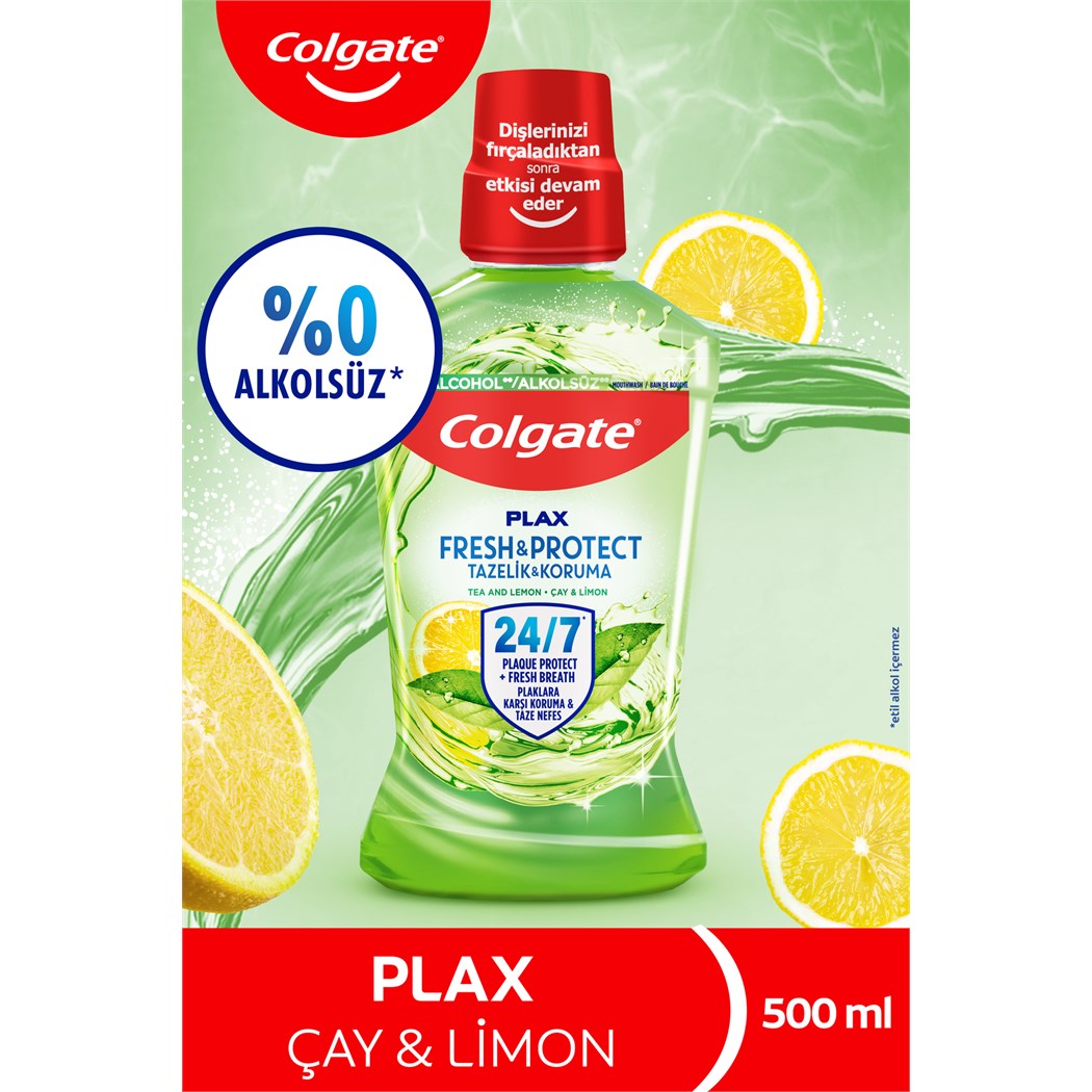 Plax Çay ve Limon Plağa Karşı Alkolsüz Ağız Bakım Suyu 500 ml