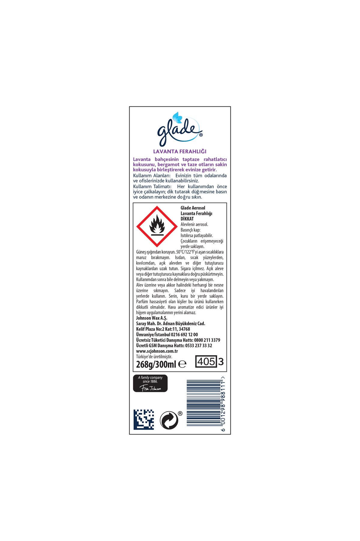 Hava Tazeleyici Aerosol, Oda Kokusu, Lavanta Ferahlığı, 300ml