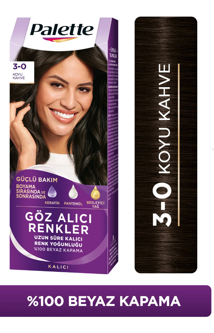 Palette Göz Alıcı Renk Saç Boyas 3-0 Koyu Kahve