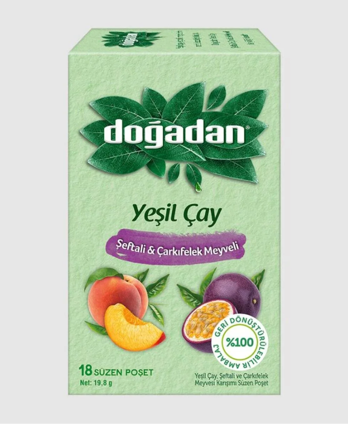 Doğadan Şeftali ve Çarkıfelek Meyveli Poşet Yeşil Çay 18'li
