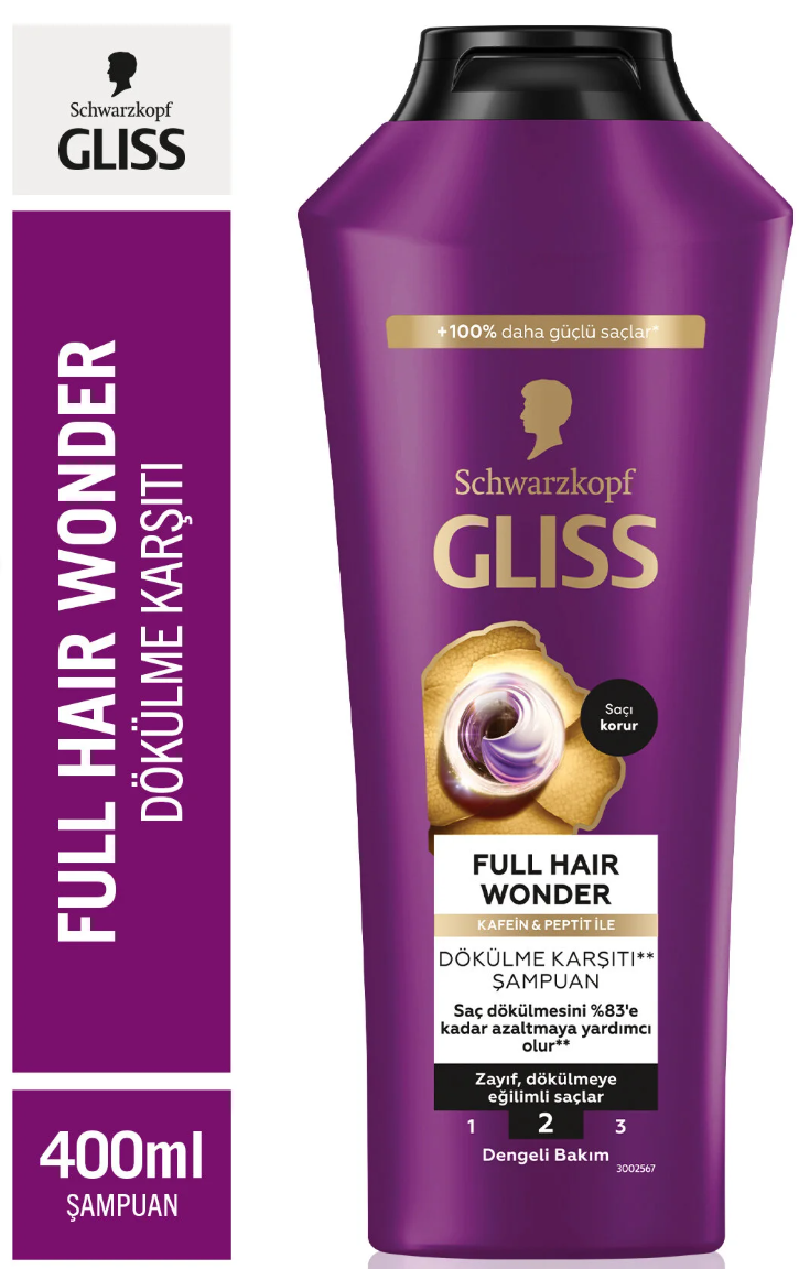 Gliss Full Hair Wonder Kafein & Peptit Saç Dökülme Karşıtı Şampuan 400 ml