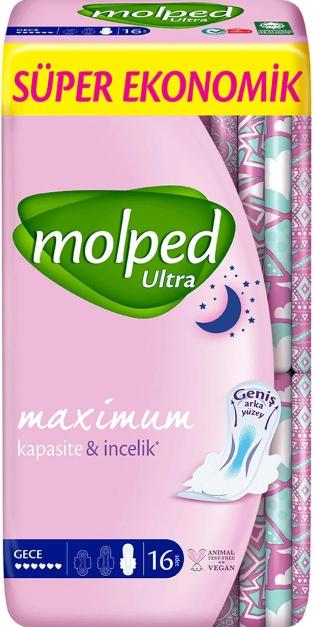 Molped Ultra Hijyenik Ped Anatomik Gece Süper Ekonomik 16 Lı