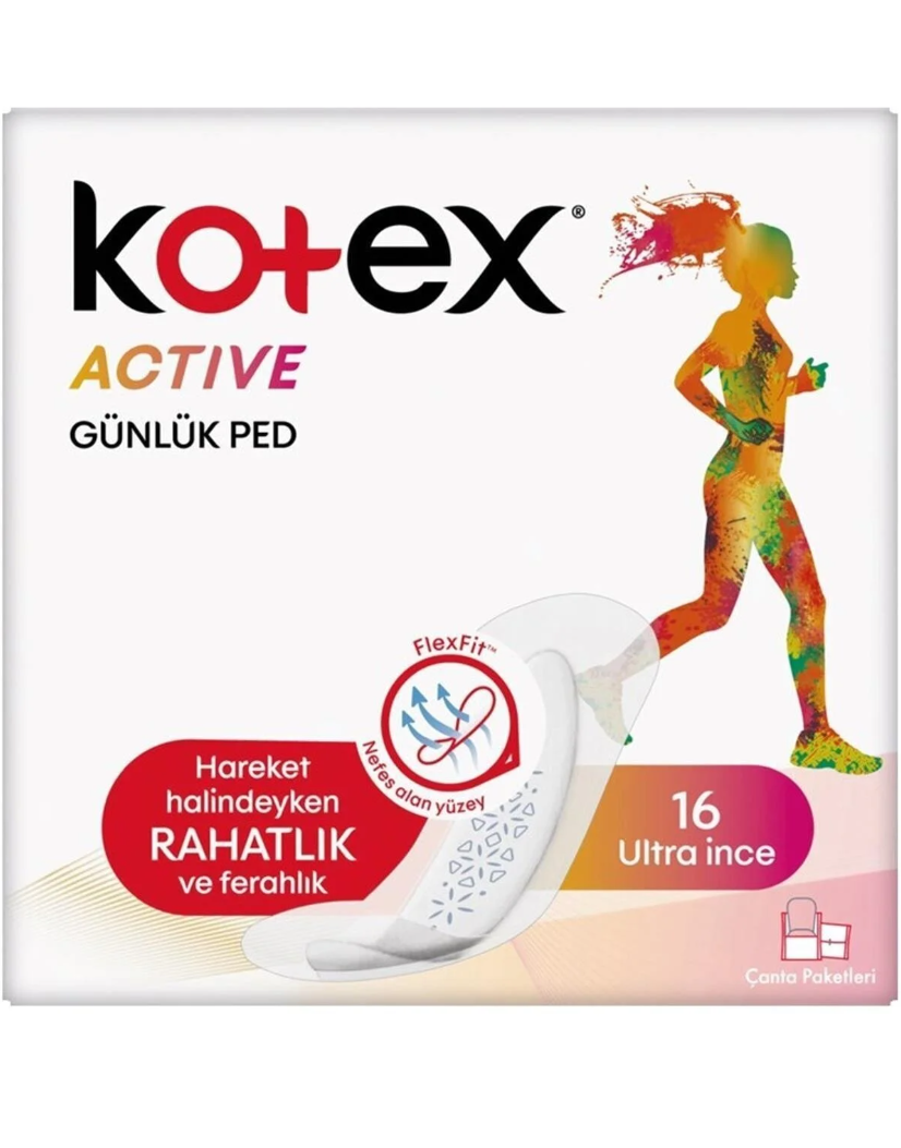 Kotex Active Single Günlük Ped Ultra Ince 16'lı Çanta Paketi