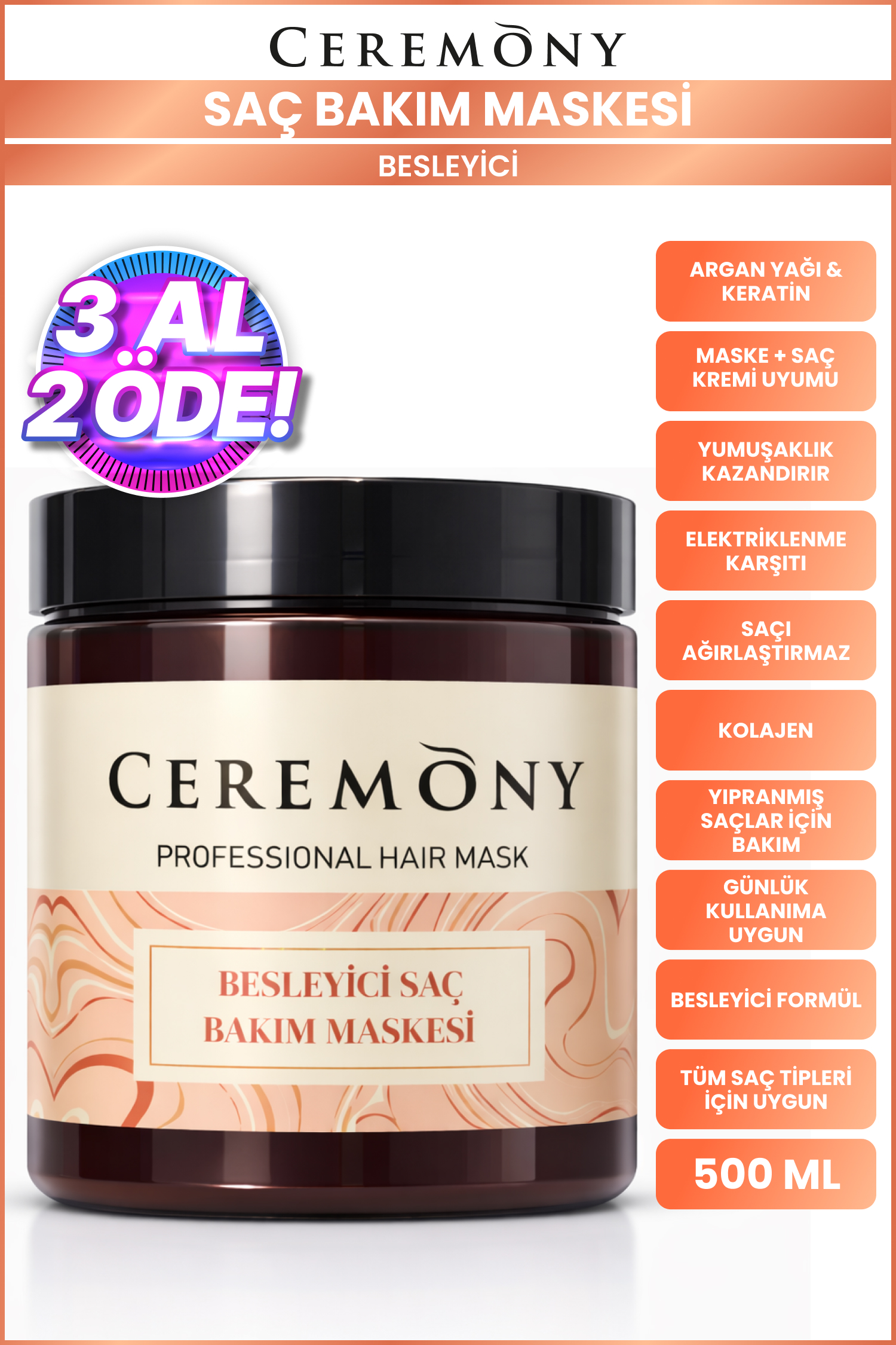 Ceremony Saç Bakım Maskesi 500 ml