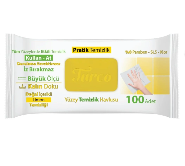 Baby Turco Doğadan Pratik Yüzey Temizlik Havlusu Limon 100 Yaprak