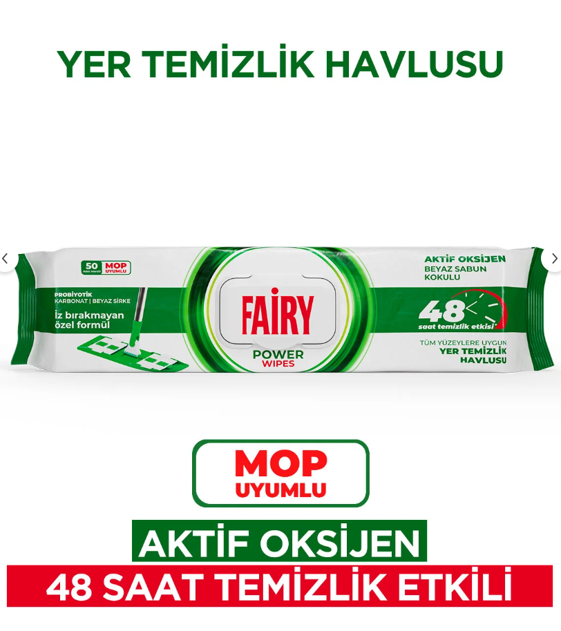 Fairy Yüzey Temizlik Havlusu Mop Beyaz Sabun 50li