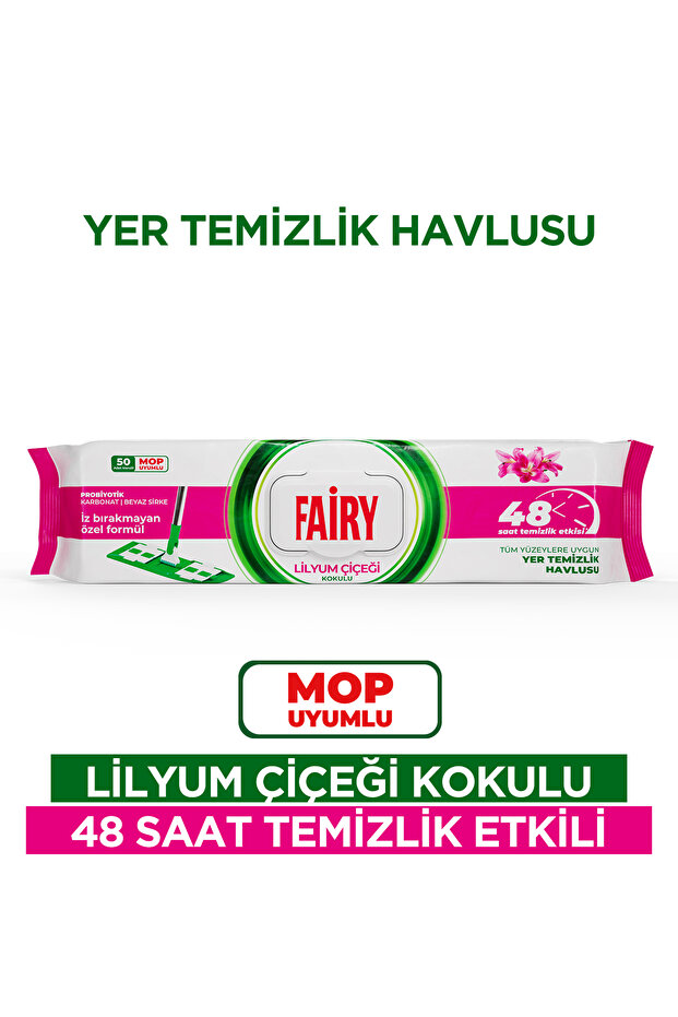 Fairy Çok Amaçlı Mop Uyumlu Yer Temizlik Havlusu 50 Yaprak | Lilyum Çiçeği