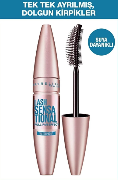 Maybelline New York Lash Sensational Yelpaze Etkili Suya Dayanıklı Siyah Maskara