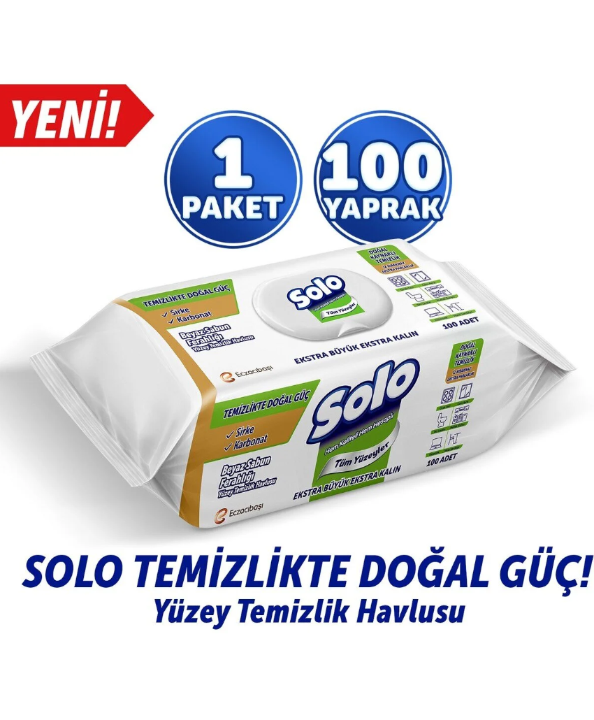 Solo Yüzey Temizlik Havlusu Beyaz Sabun Ferahlığı 100'lü