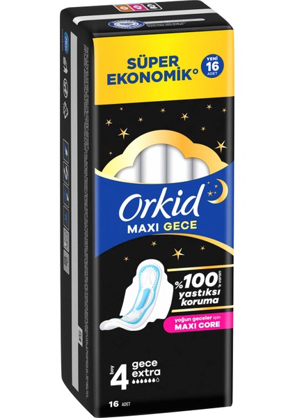 Orkid Maxi Hijyenik Ped Gece Süper Paket 16 Adet 