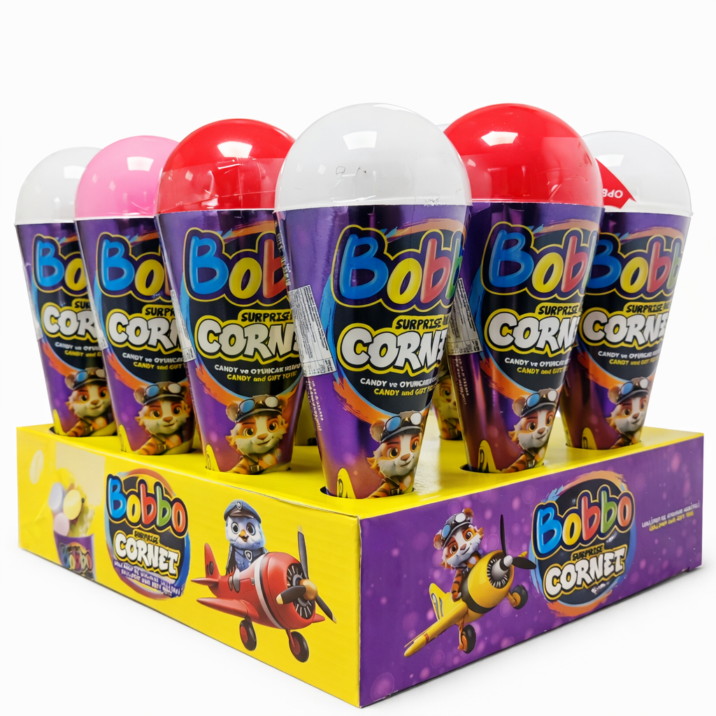 Bobbo Cornet Lollipop ve Oyuncak Hediyeli 12'li