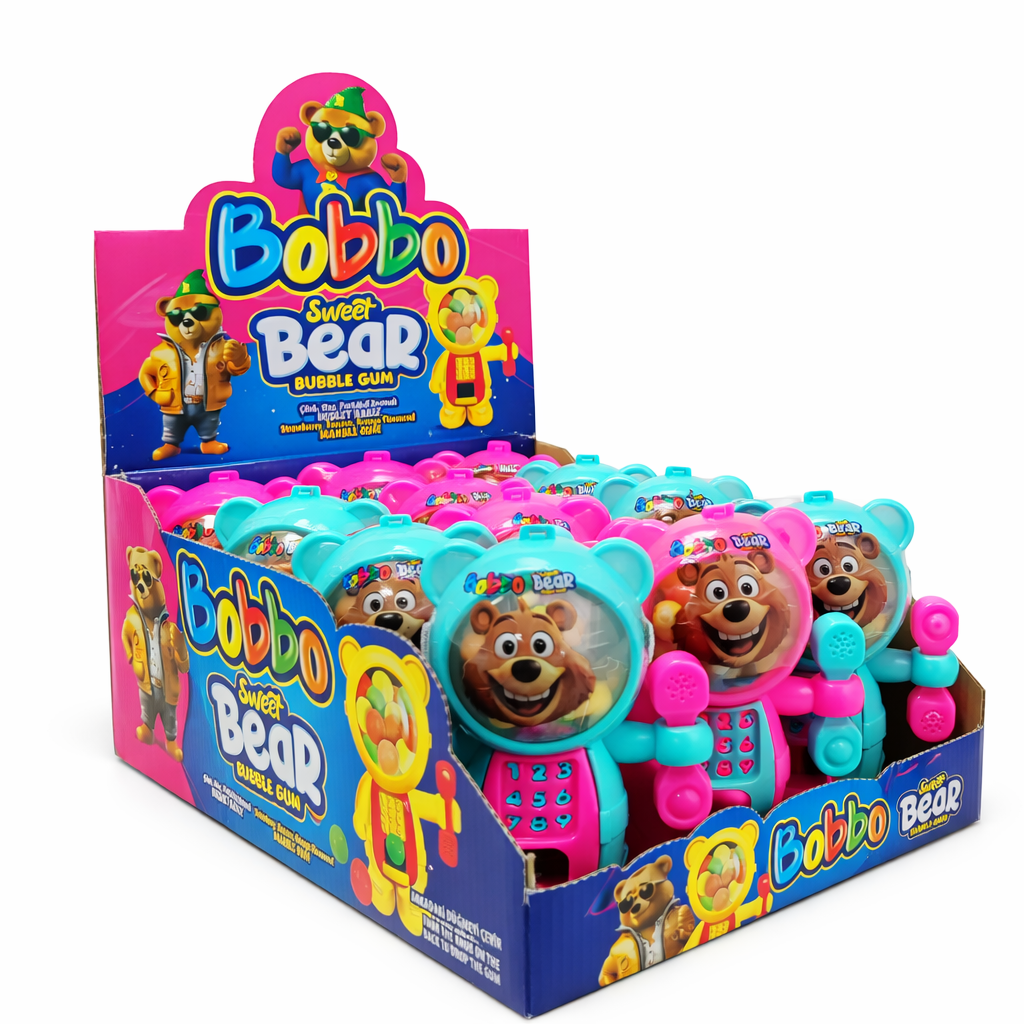 Bobbo Sweet Bear Misket Sakız - Çilek-Muz-Portakal 12'Li