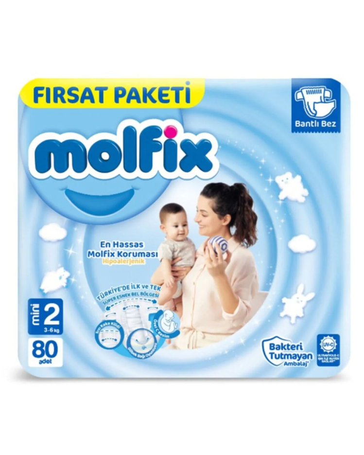 Molfix Bebek Bezi Mini Fırsat Paketi 2 Beden 3-6 Kg 80 Adet