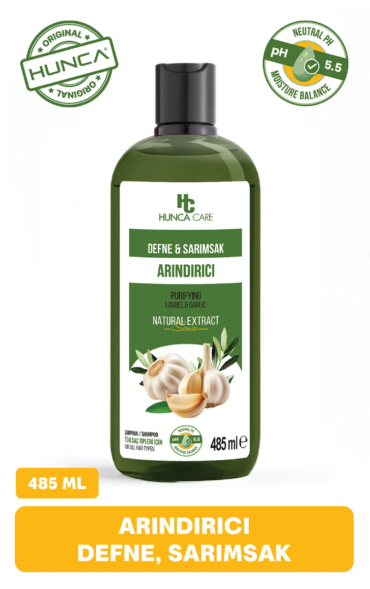 Hunca Care Defne Ve Sarımsaklı Şampuan, Saç Dökülmesine Karşı Yardımcı 485 ml