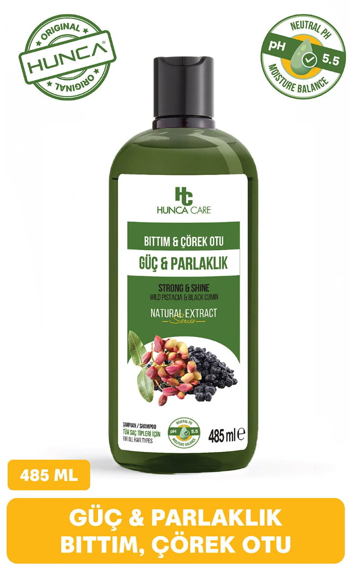 Hunca Care Bıttım Ve Çörek Otlu Bitkisel Şampuan, Saç Beslemeye Yardımcı, 485 ml