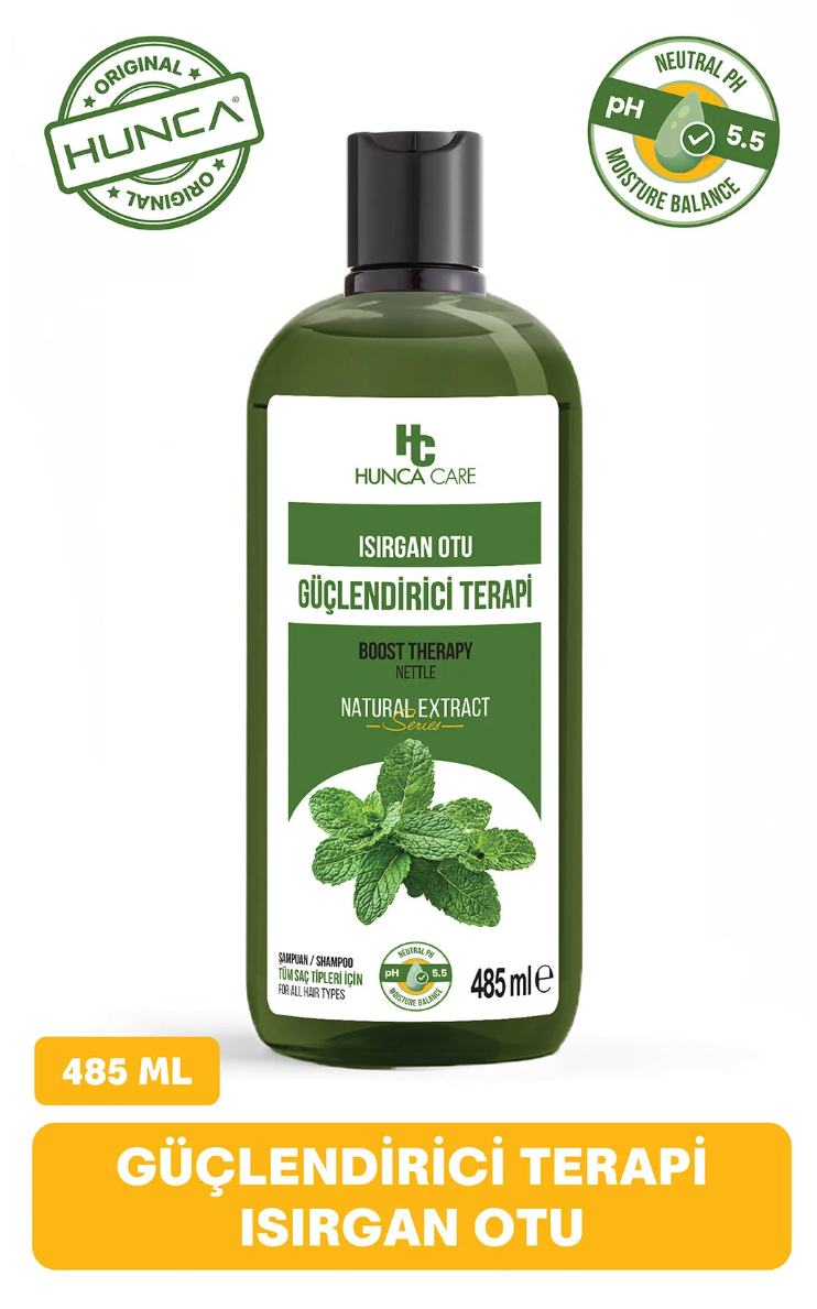 Hunca Care Isırgan Otlu Bitkisel Şampuan, Saçların Parlak Görünmesine Yardımcı,485 ml