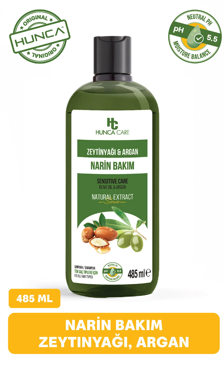 Hunca Care Argan Ve Zeytinyağlı Şampuan, Dökülme Karşıtı, Besleyici Ve Onarıcı, 485 ml