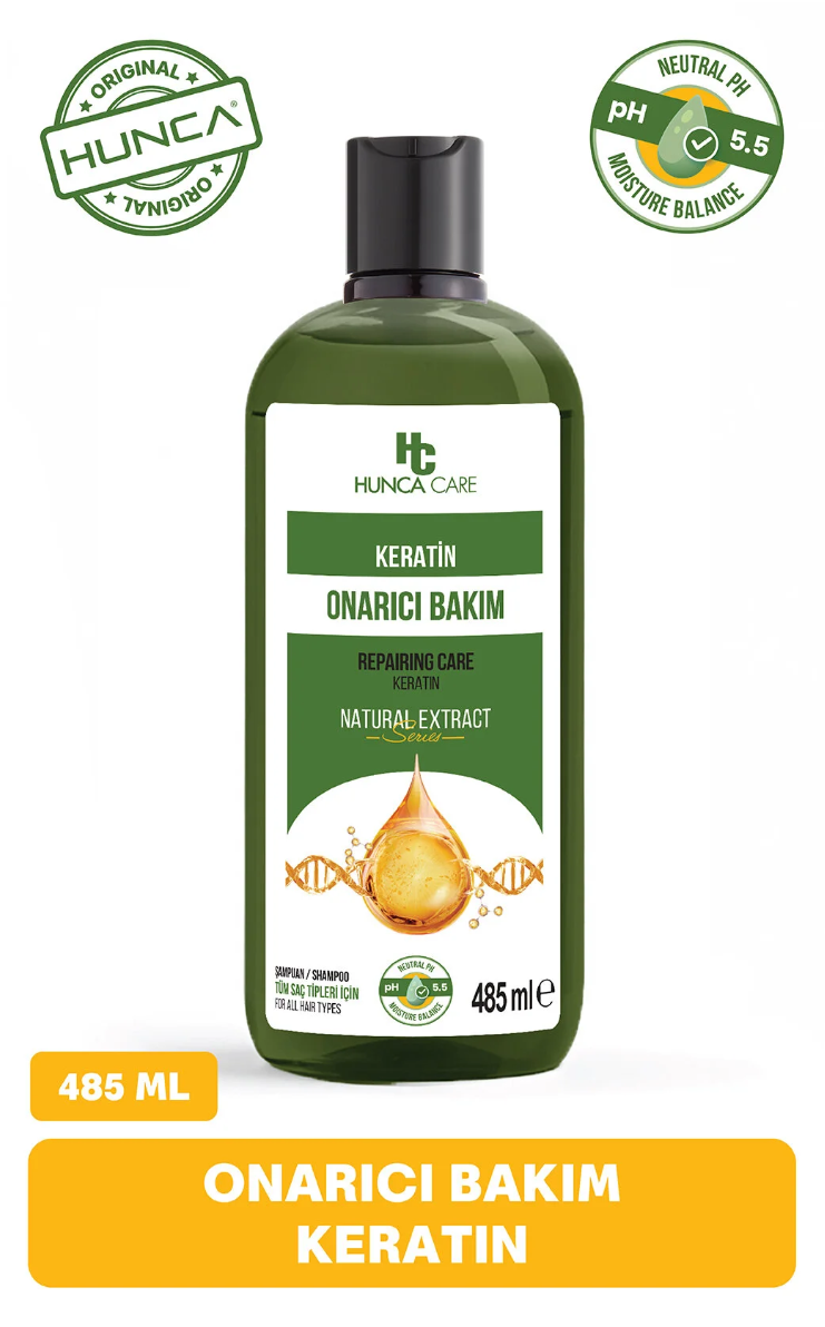 Hunca Care Keratin Complex Şampuan, Besleyici Ve Onarıcı , Tüm Saç Tipleri Için , 485 ml