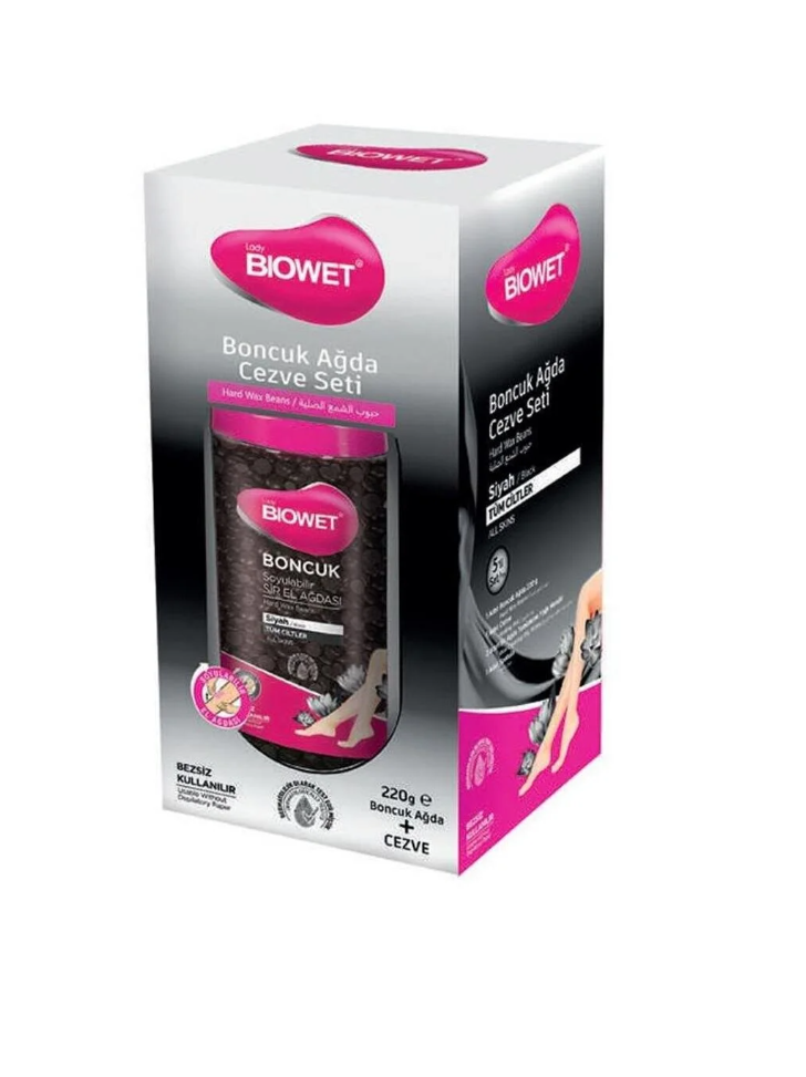 Lady Biowet Biowet Cezveli 5 li Boncuk Ağda Seti Tüm Ciltler İçin Siyah