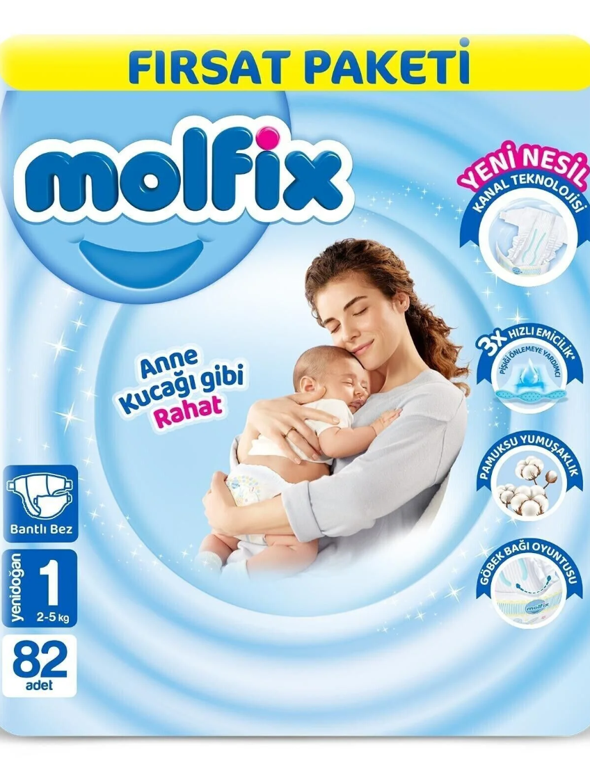 Molfix 3D Yenidoğan Fırsat Paketi 82'li Bebek Bezi