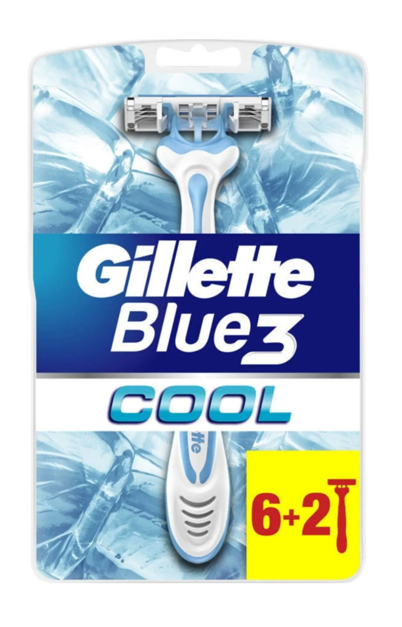 Gillette Blue3 cool açık mavi Kullan At Vakumlu 6+2 set