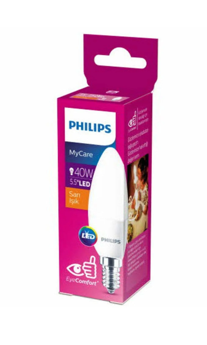 Philips LED Candle Mum Ampul 5W 470 Lumen 2700K Sarı Işık B35 E14 Duy
