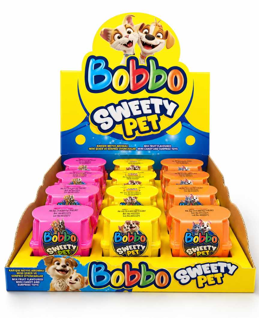 Bobbo Sweety Pet 12'li Karışık Meyve Aromalı Şeker