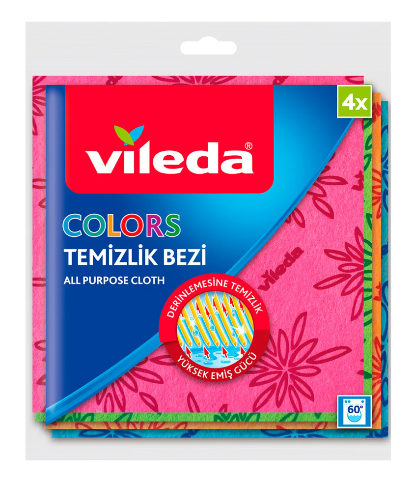 Vileda 4 lü Colors Renkli Mutfak Bezi