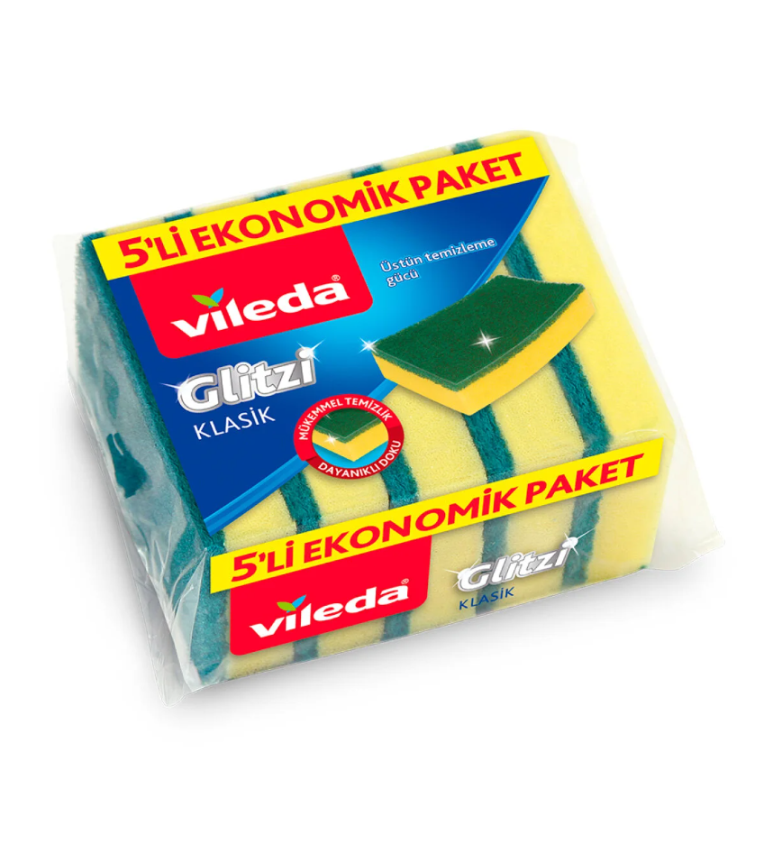 Vileda 5 Li Yeşil Klasik Düz Sünger