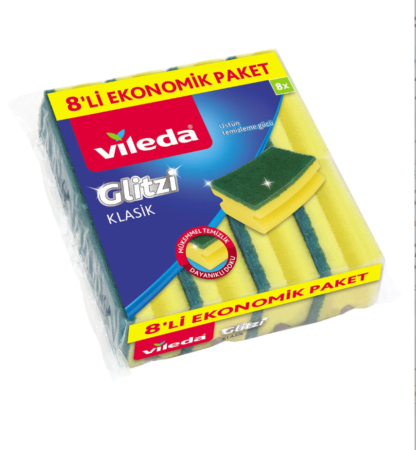 Vileda 8 Li Yeşil Klasik Oluklu Sünger